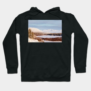 Scenic winter at frozen Lake Laberge Yukon Canada Hoodie